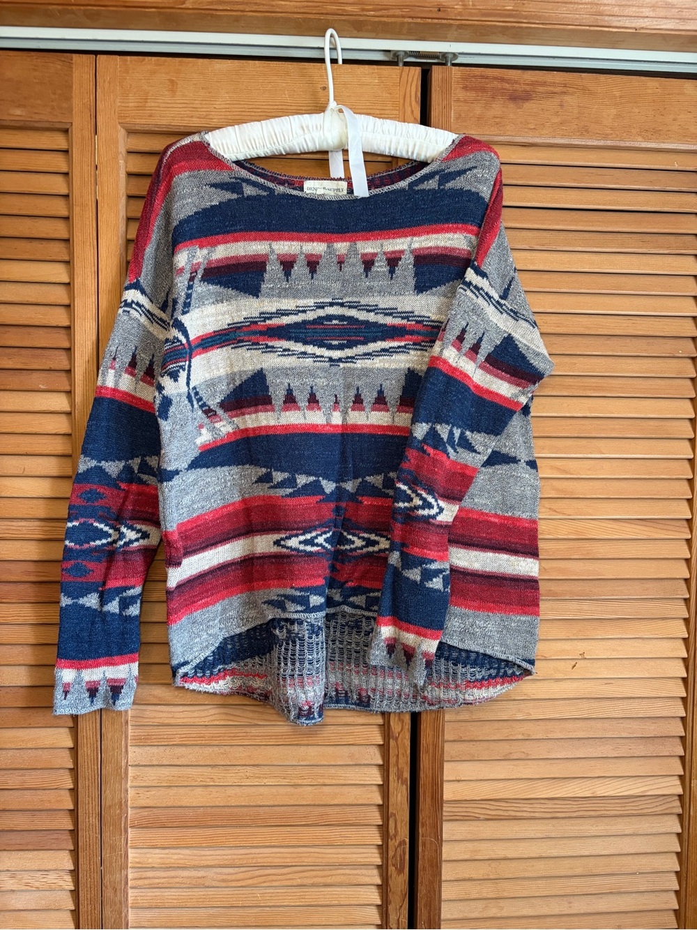 Denim & Supply Ralph Lauren Aztec Knit Sweater in Navy, Red & Gray